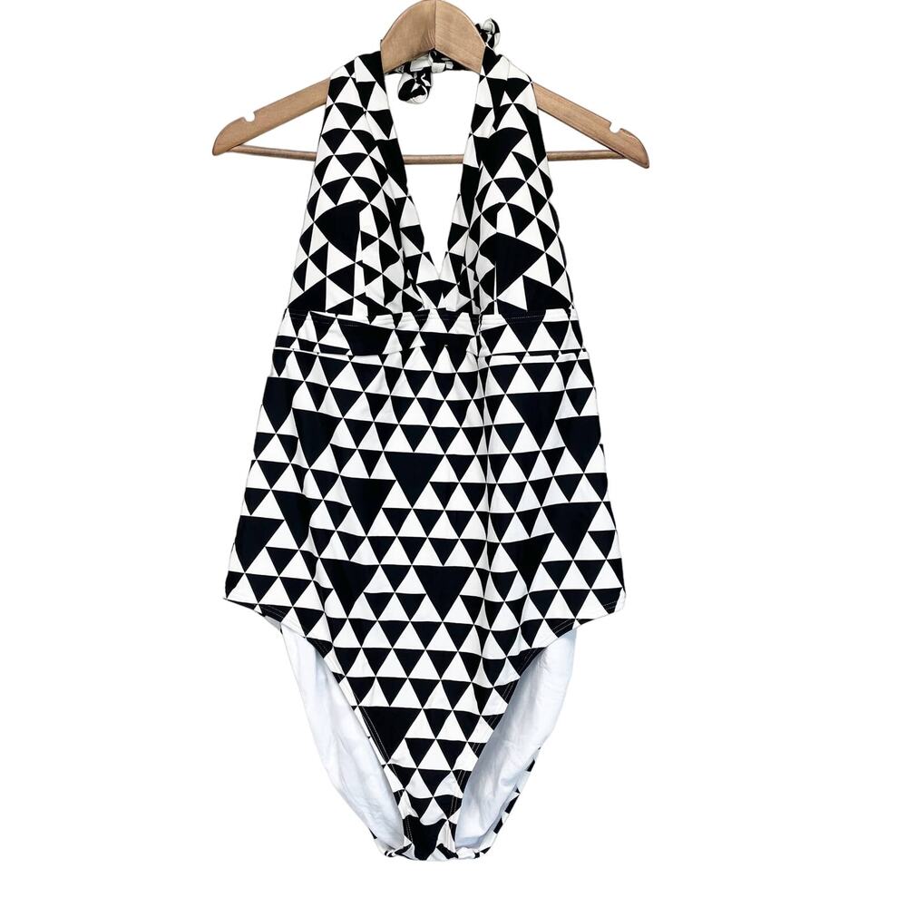 Beach Party Plus Size 22 Swimsuit One-Piece Halter Neck‎ Geometric Summer Travel